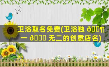 卫浴取名免费(卫浴独 🐶 一 💐 无二的创意店名)